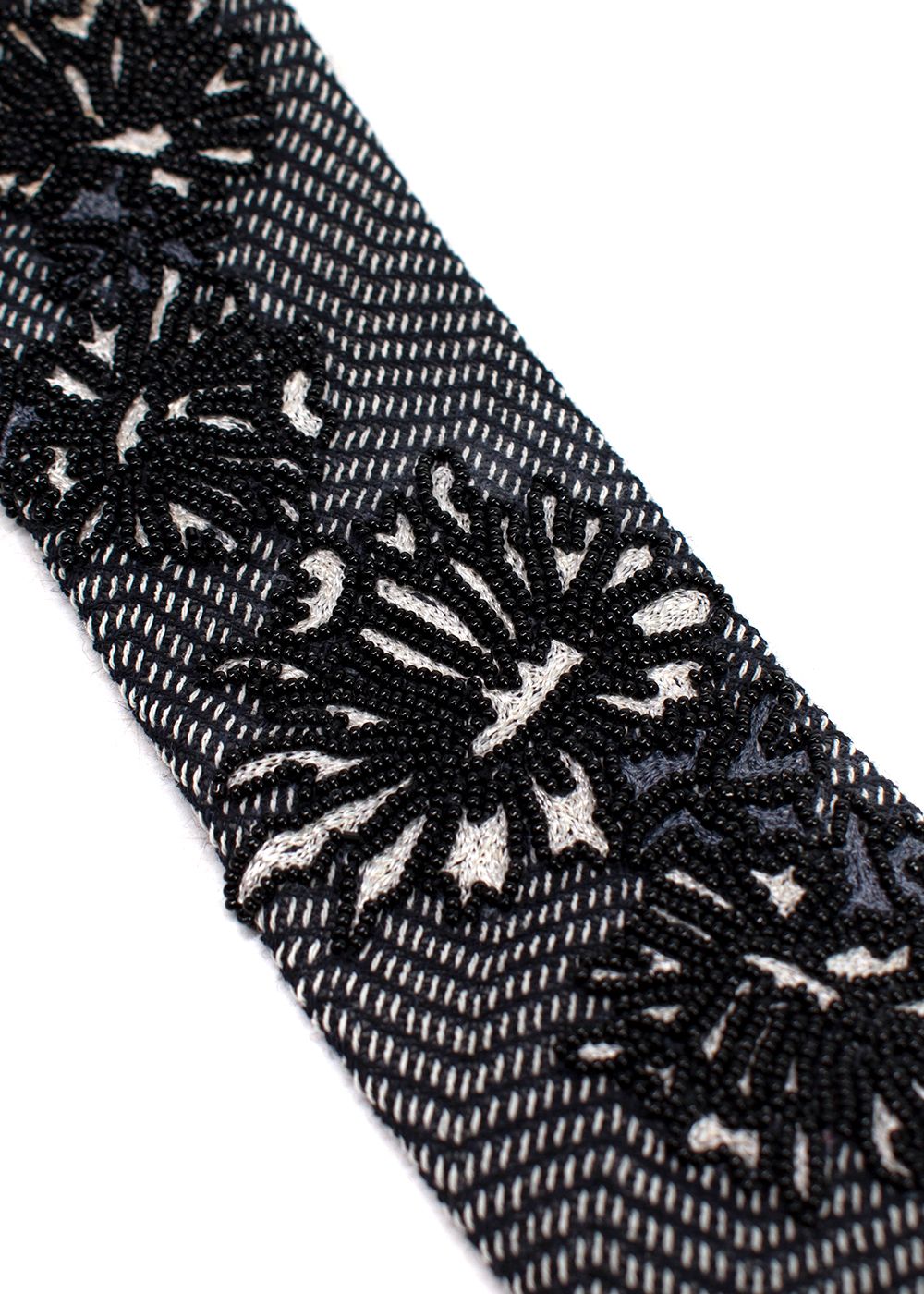 Men's Title of Work Black and White Floral Beaded Detail Tie wool