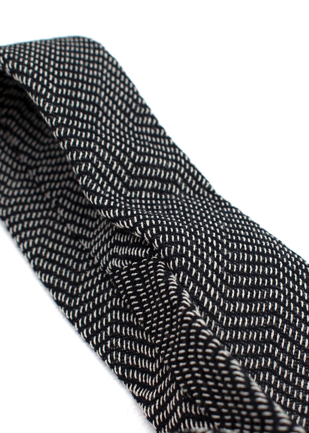 Men's Title of Work Black and White Floral Beaded Detail Tie wool