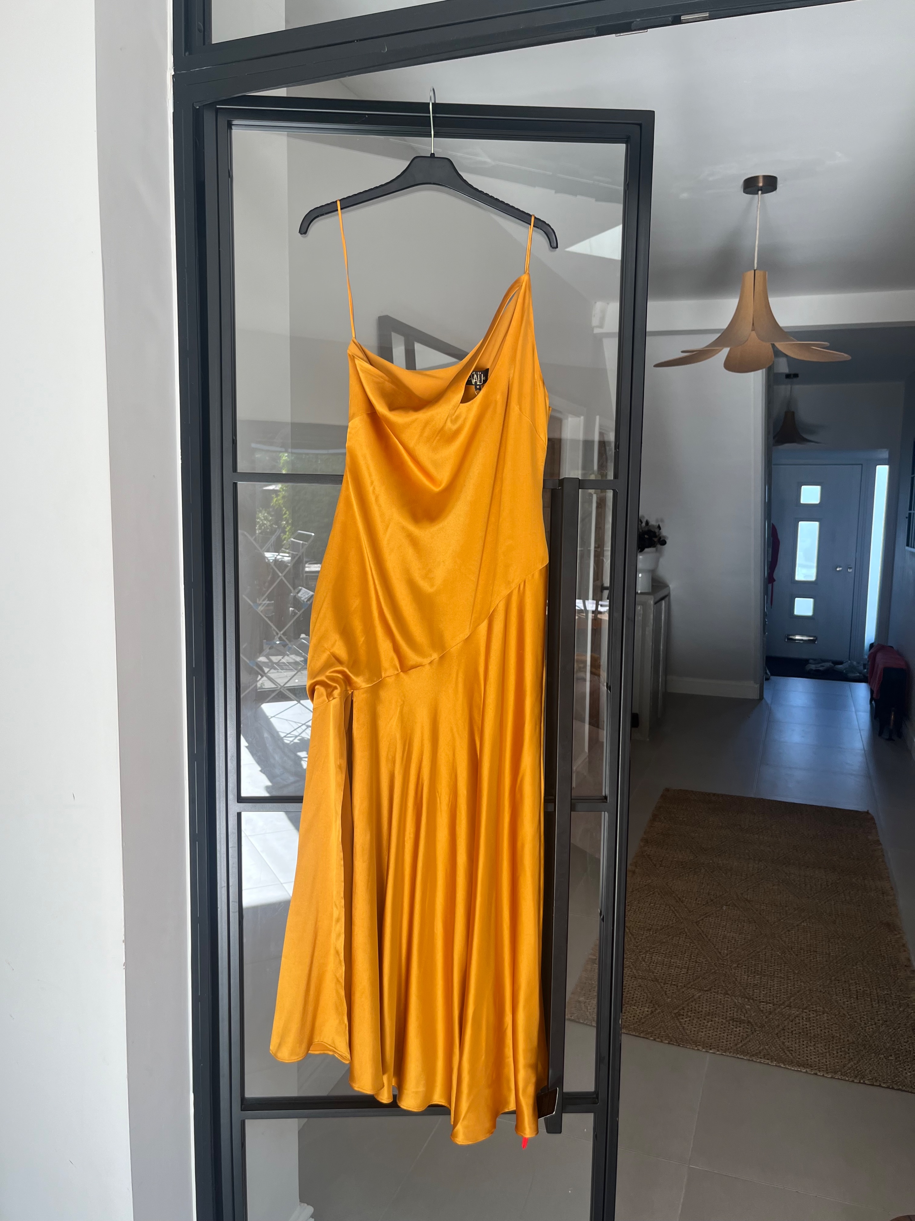 Sunset Oranhe Silk Pisideonia Dress Size M Mustard