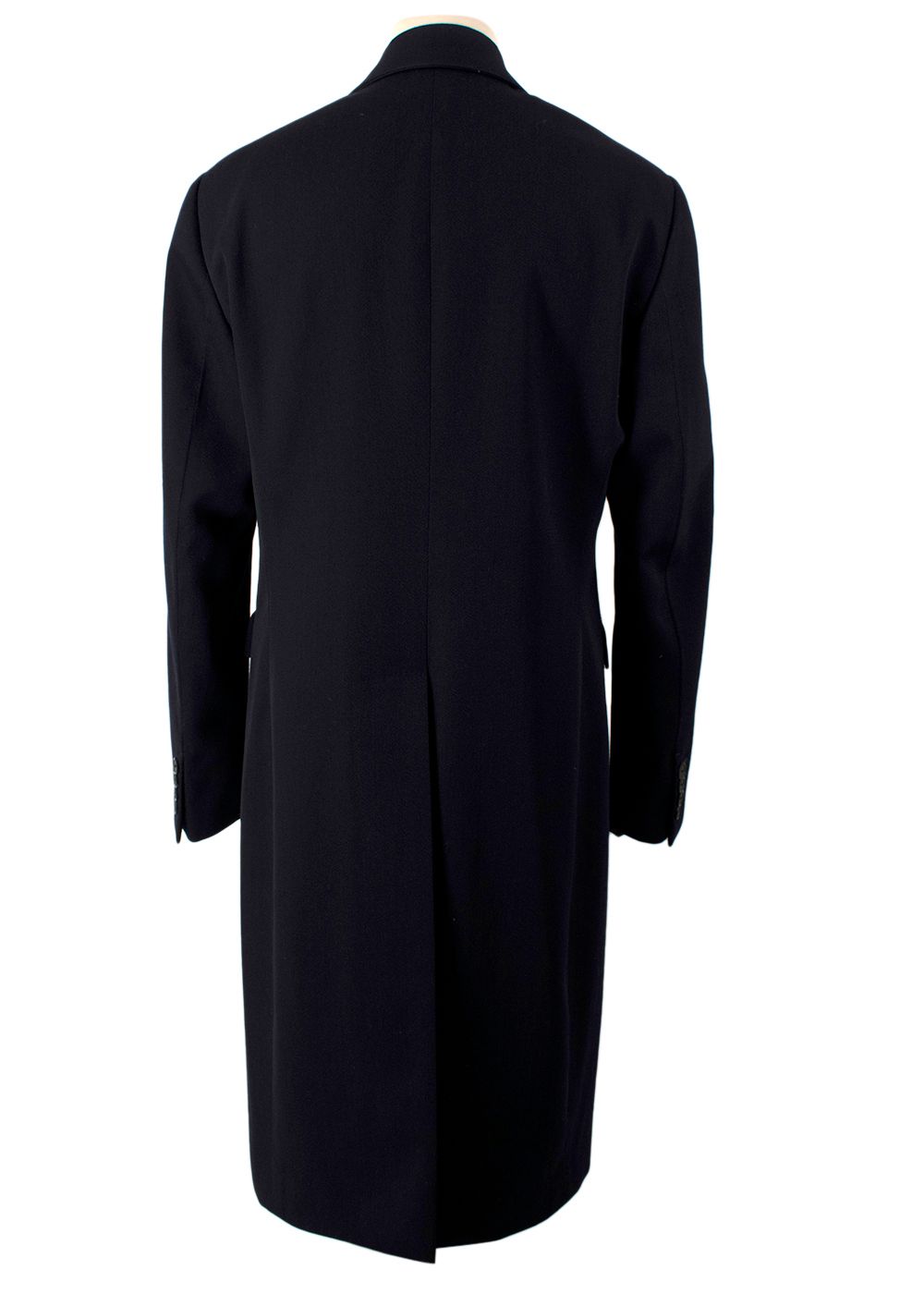 Men's Prada Navy Wool Double Breasted Long Coat Size M