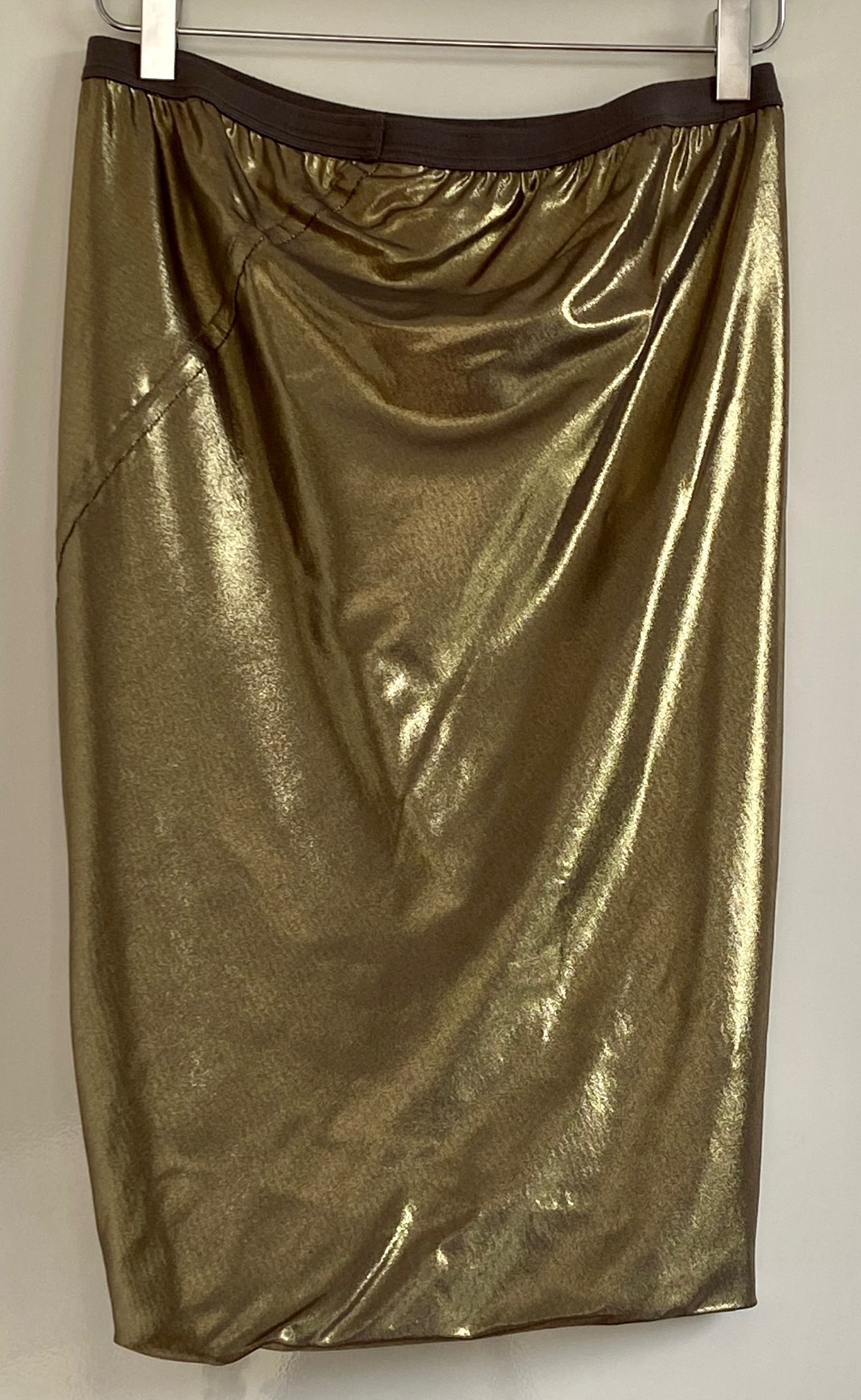 Rick Owens Metallic Gold Pencil Skirt Size S viscose/elastane