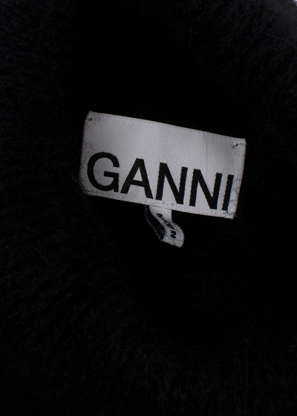 Ganni Black Brushed Alpaca Wrap Jumper Size XL alpaca/polyamide/virgin wool