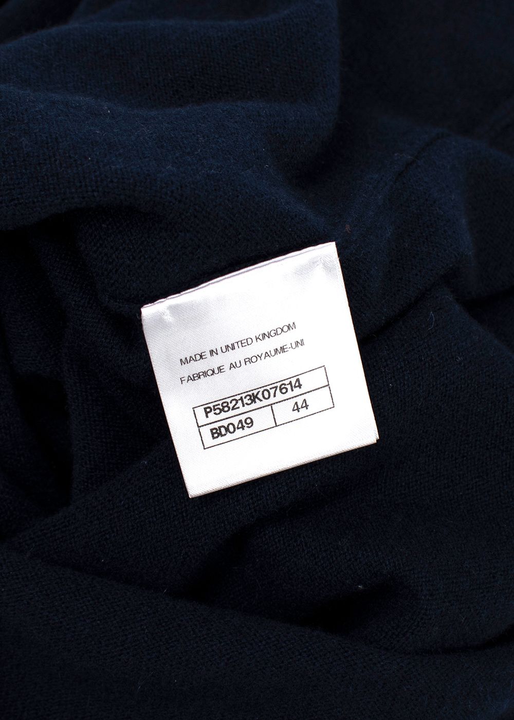 Preowned Chanel Navy Puff Sleeve Cashmere Dress Size XL