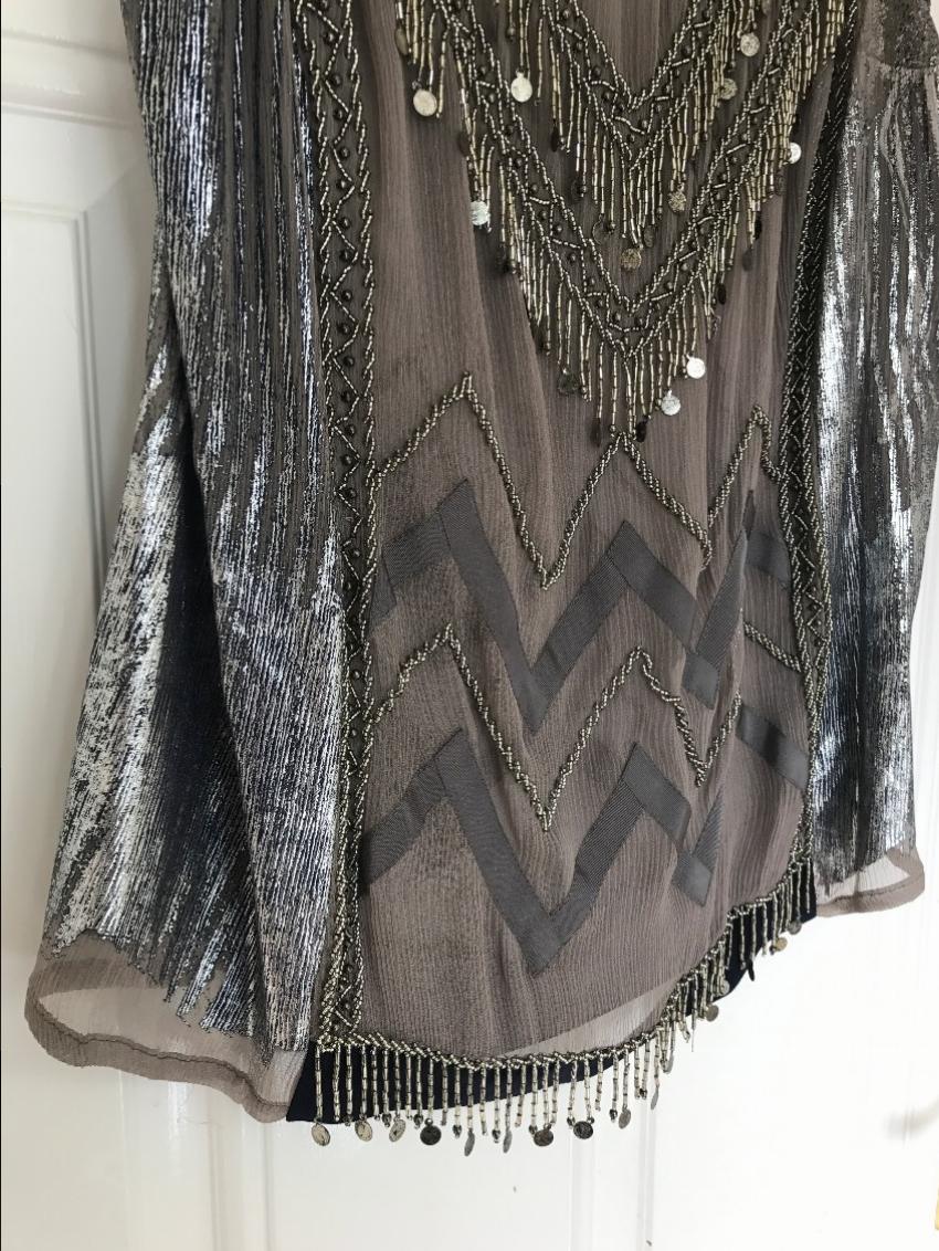 Isabel Marant Embellished Embroidered Top Size S Silver silk