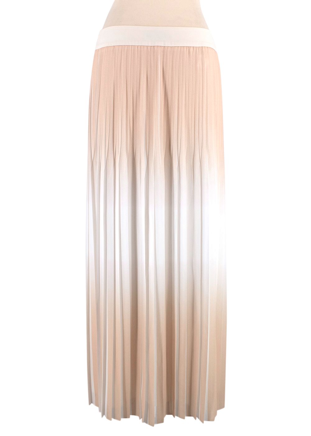 Preowned Peserico Cream Ombre Pleated Midi Skirt Size M Beige polyester