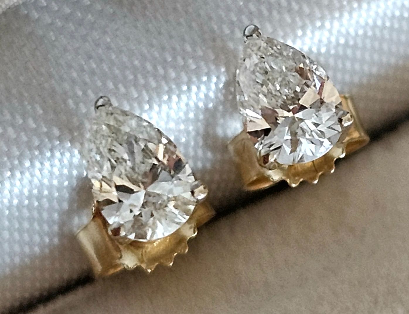 Preowned Bespoke 18ct Gold Pear Shaped Diamond Earrings Yellow gold ct gold