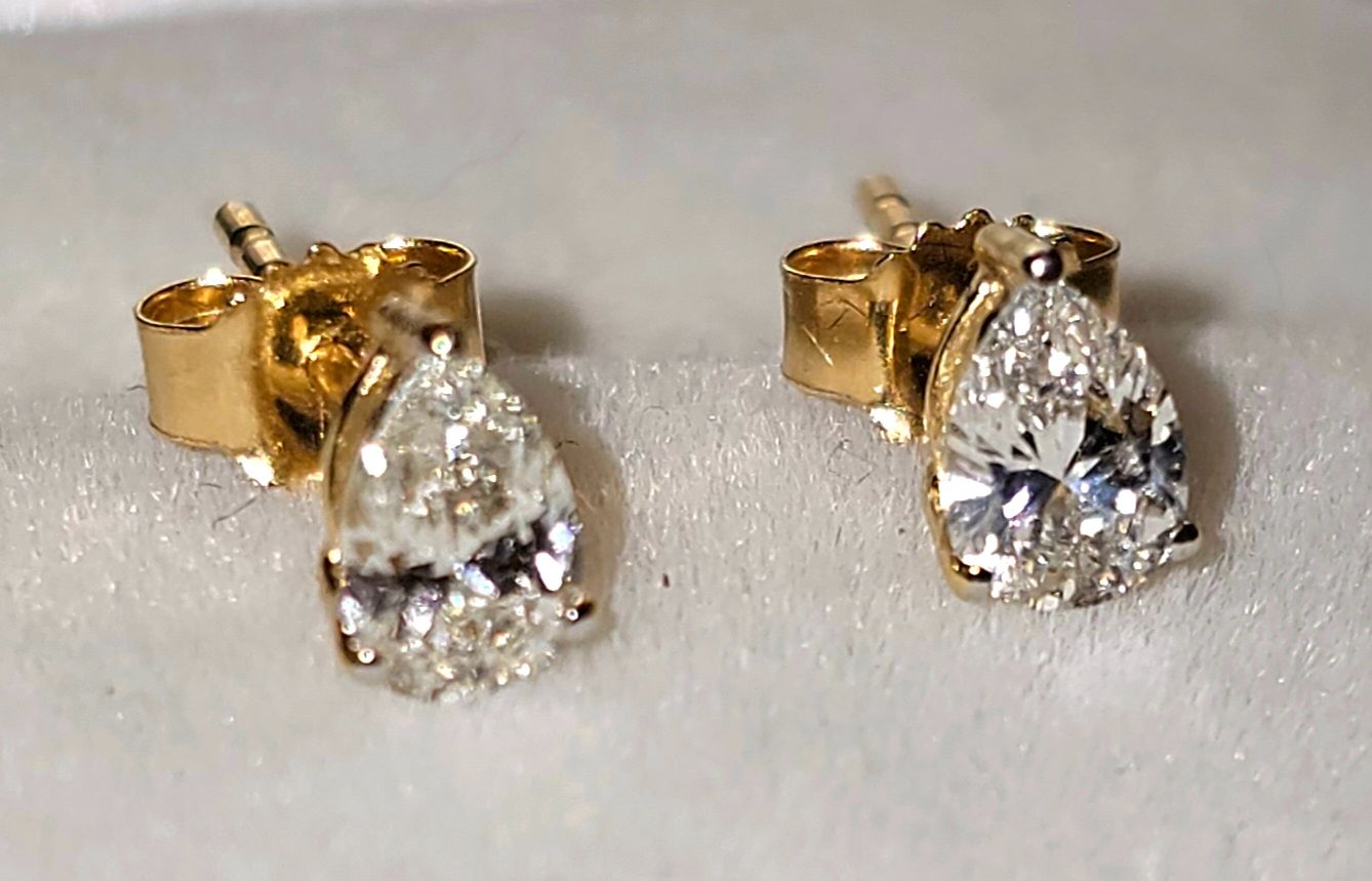 Preowned Bespoke 18ct Gold Pear Shaped Diamond Earrings Yellow gold ct gold