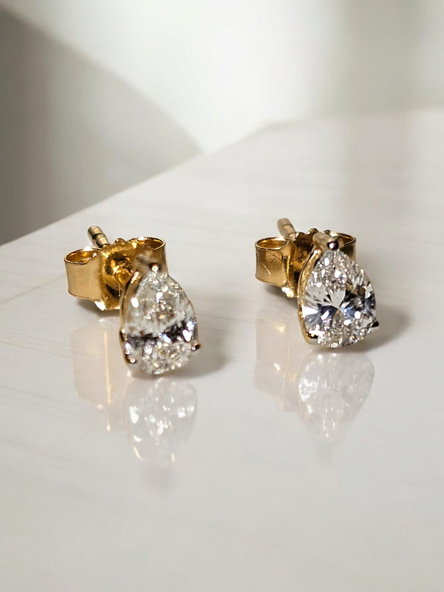 Preowned Bespoke 18ct Gold Pear Shaped Diamond Earrings Yellow gold ct gold