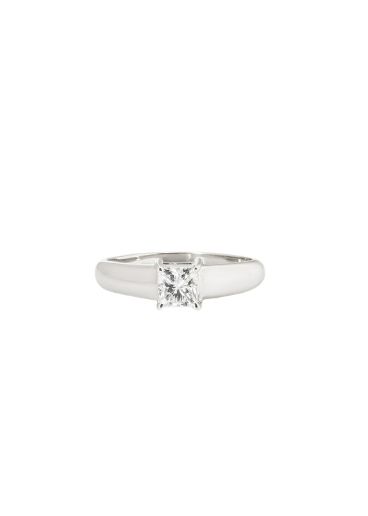 18ct white gold  Princess cut white diamond solitaire ring 54EU