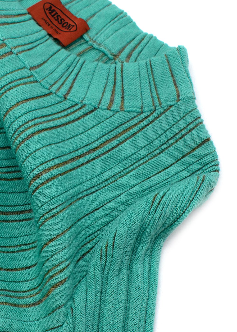 Missoni Green Ribbed Knit Cotton Long Sleeved Top Size M