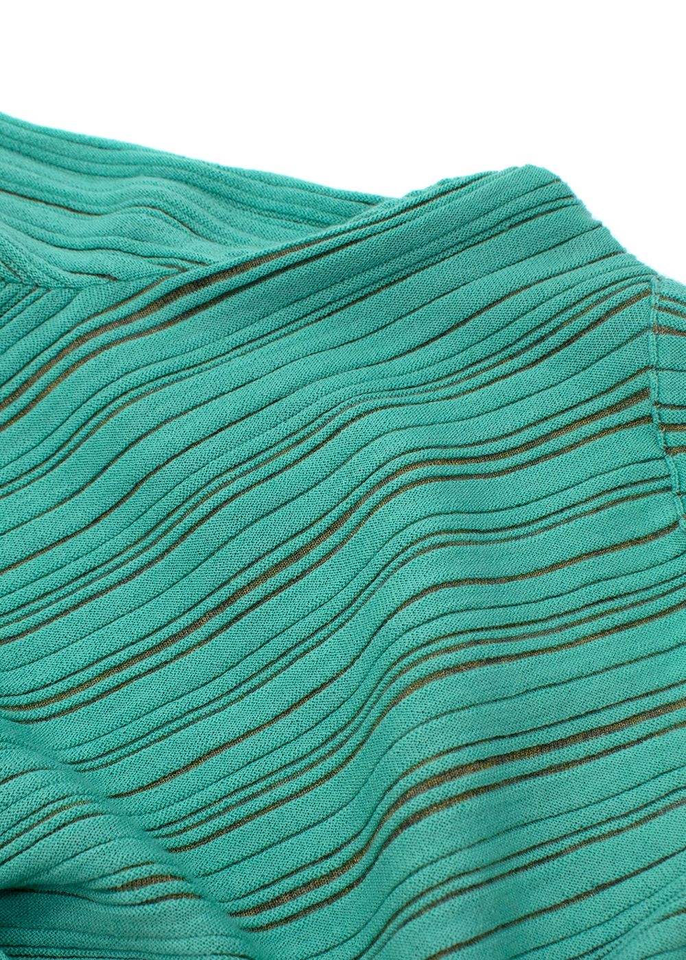 Missoni Green Ribbed Knit Cotton Long Sleeved Top Size M