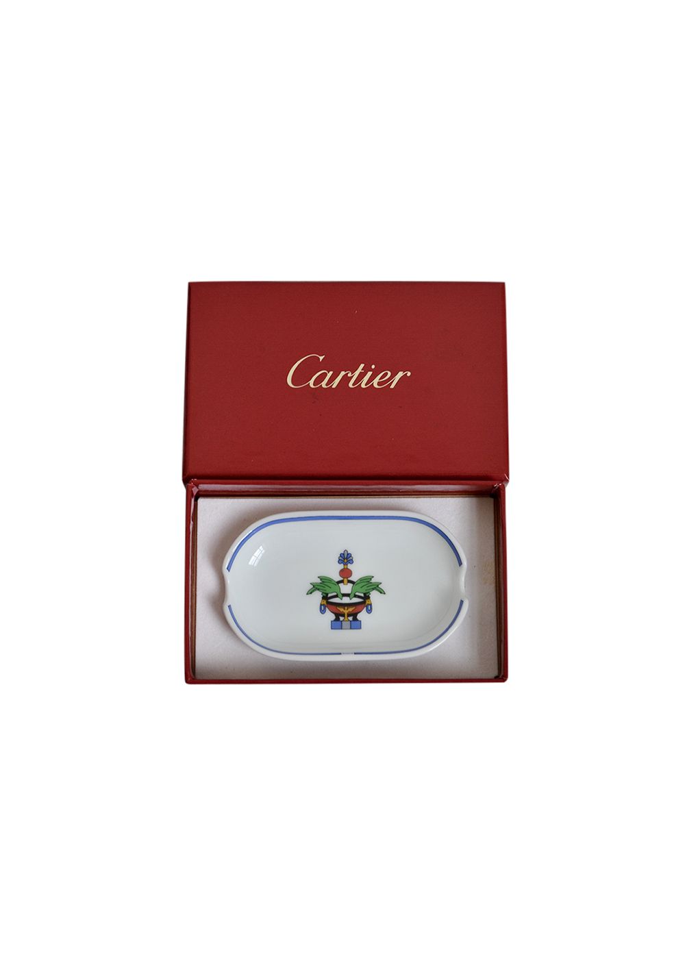 Men's Preowned Cartier La Maison Venitienne porcelain ashtray white/multi