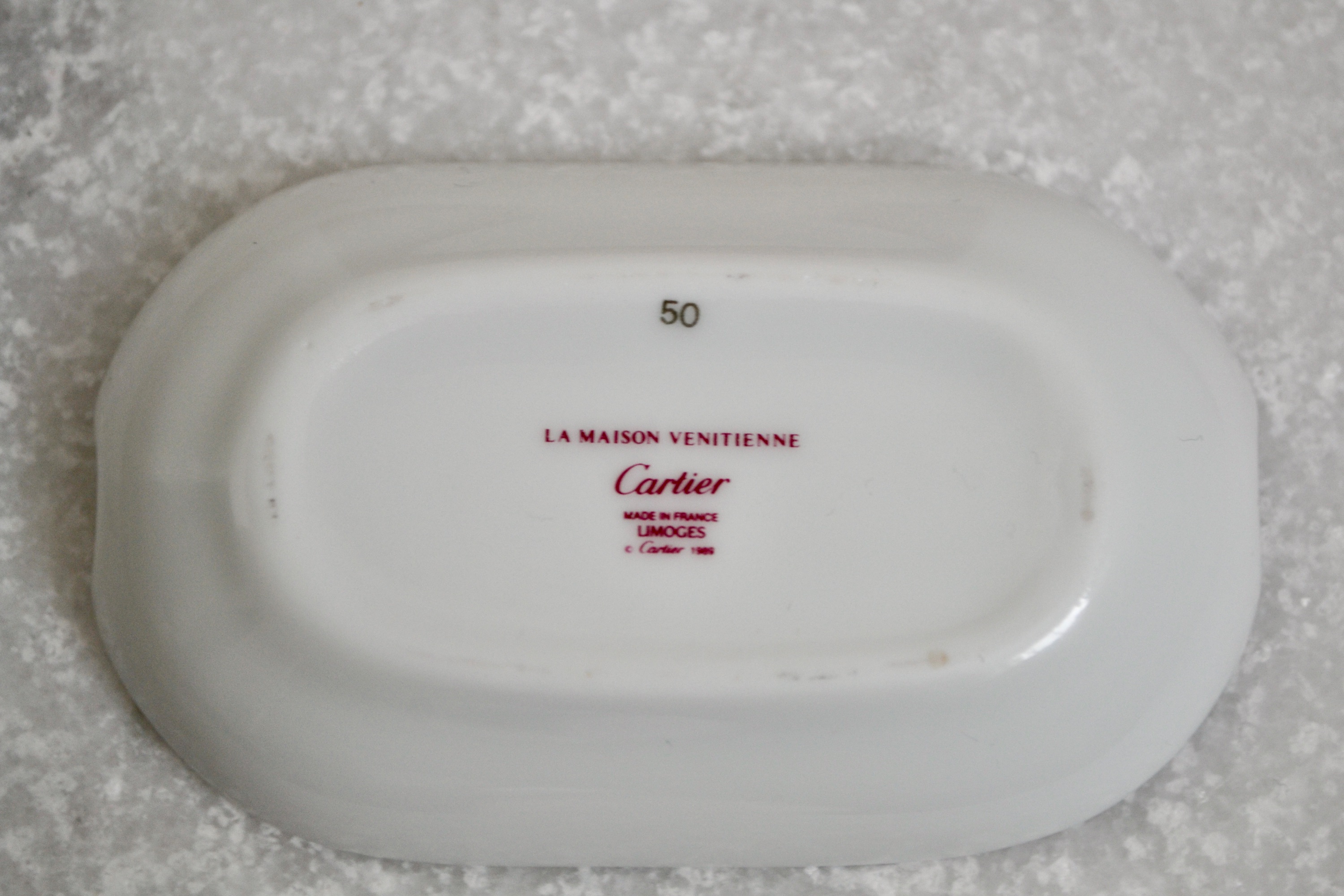 Men's Preowned Cartier La Maison Venitienne porcelain ashtray white/multi