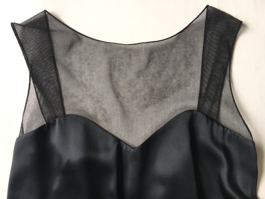 Maison Margiela Black Satin Layered Lace-Up Back Dress Size M lace