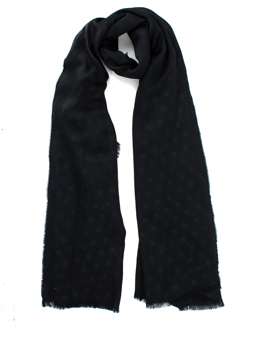 Preowned Balenciaga Black Polka Dot Scarf silk