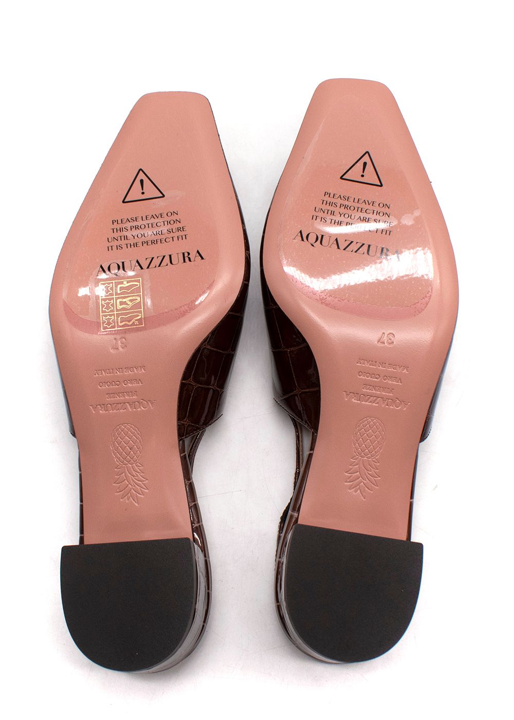 Aquazzura Aquazurra Ginza 35 Croc-Effect Slingback Pumps Size 37 Brown leather