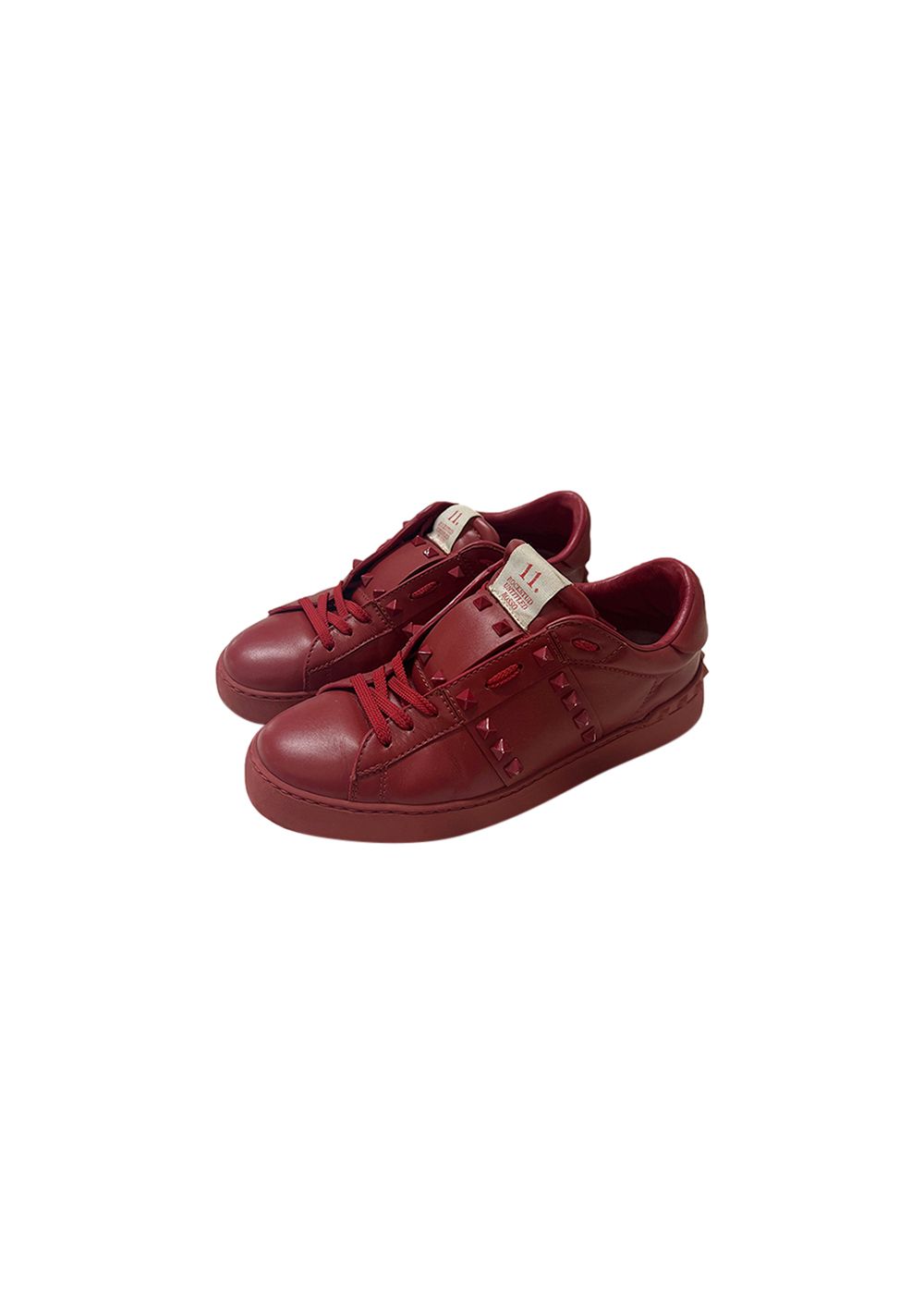 Preowned Valentino Red leather Rockstud 11 Untitled trainers Size 395