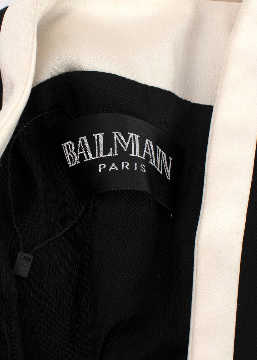 Balmain Black and Cream Cropped Wool Blazer Size XS Black Cream