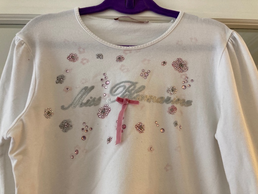 Boys Preowned Blumarine Girls Embellished LS Top Size 10 Years + White cotton