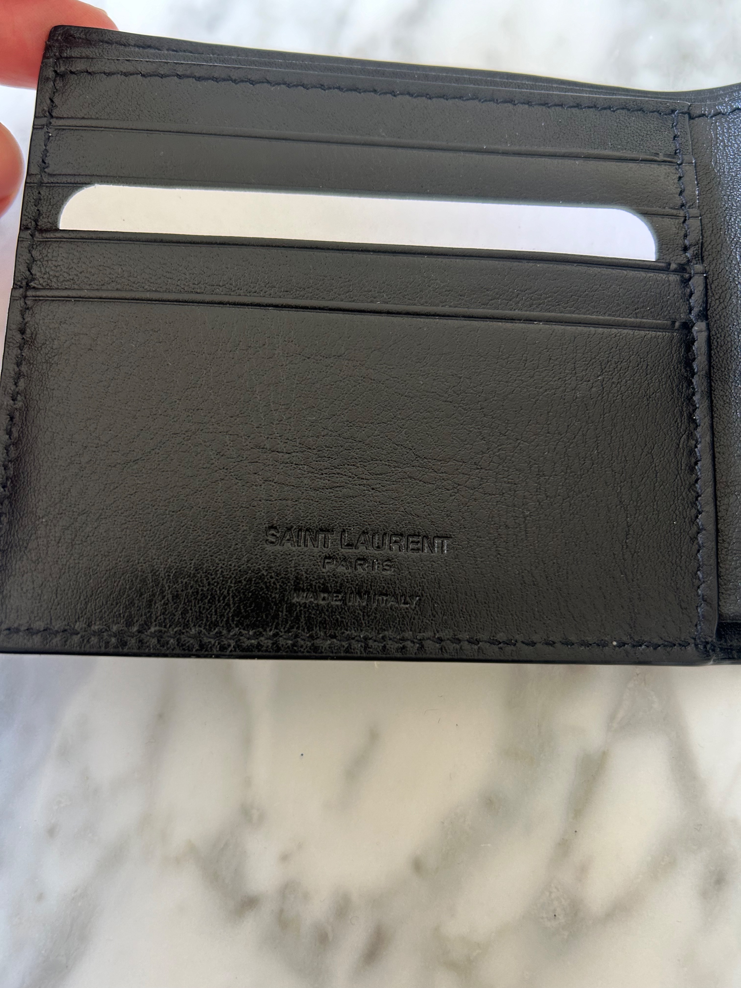 Men's Saint Laurent Black Embossed Leather Bifold Wallet