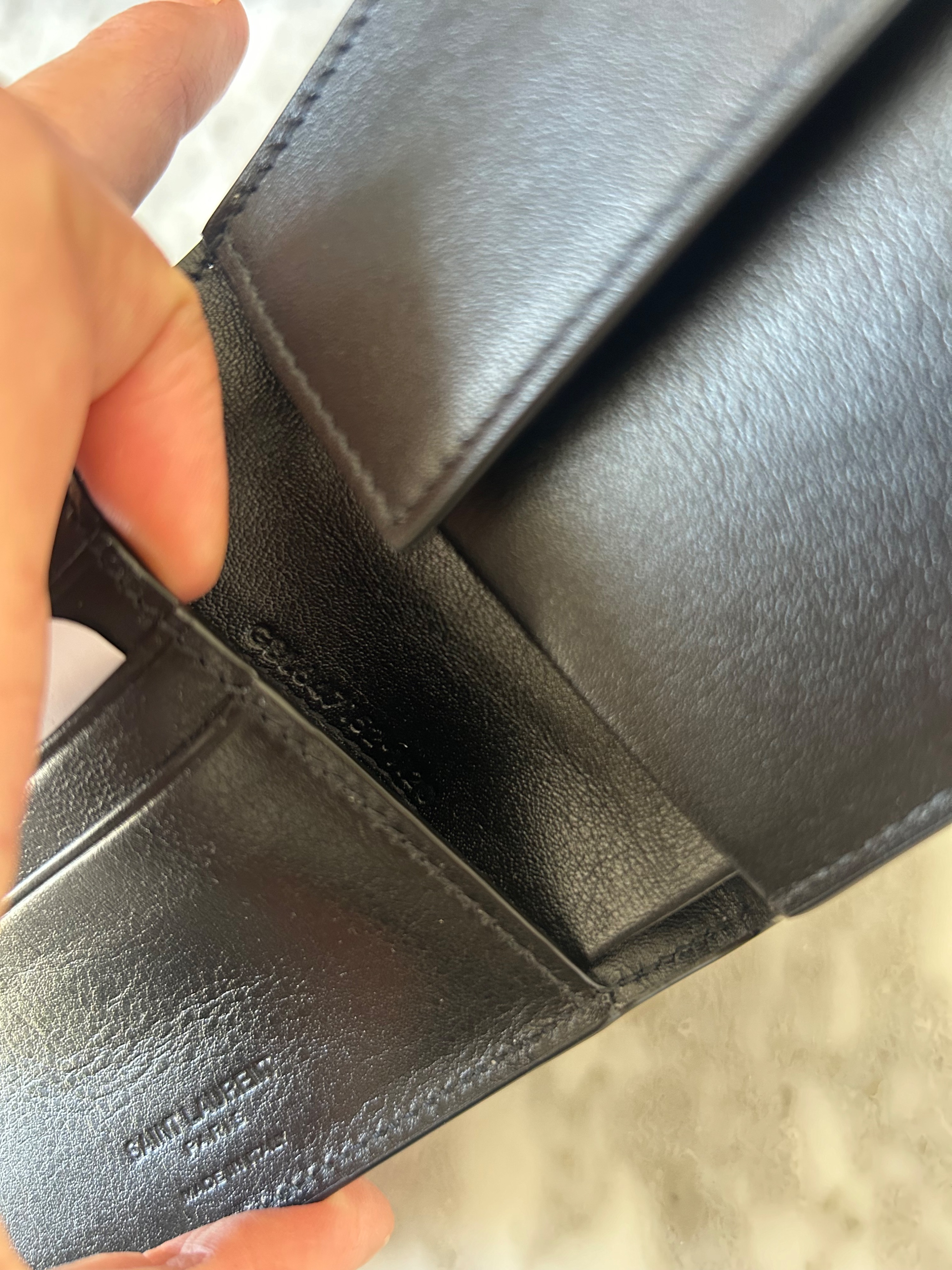 Men's Saint Laurent Black Embossed Leather Bifold Wallet