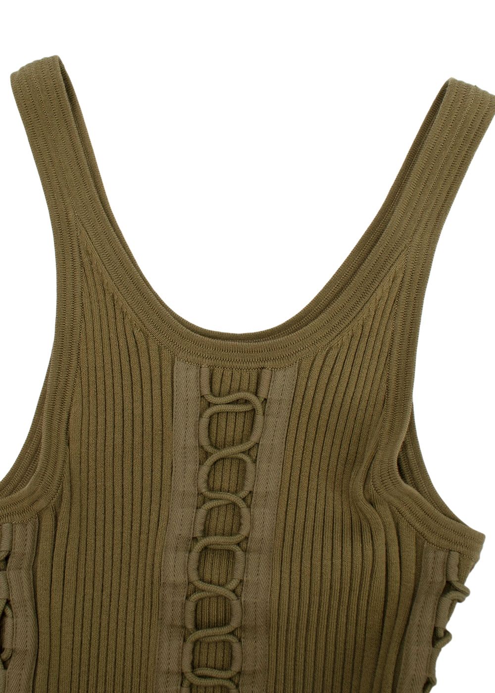 Alexander Wang Khaki Ribbed Knit Bodycon Dress Size XS