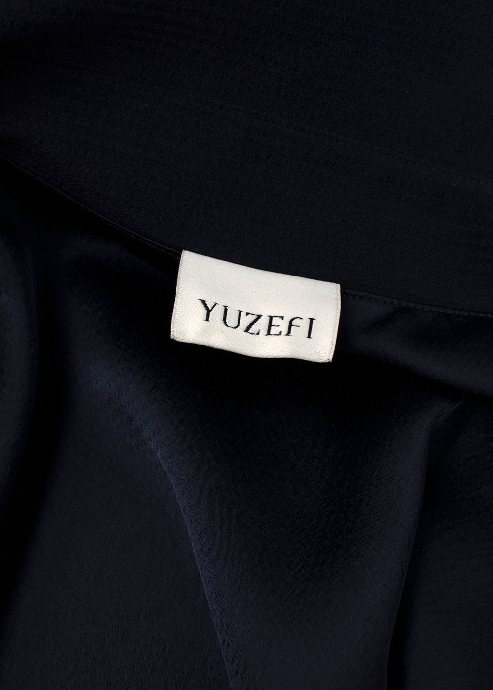 Yuzefi Navy Seersucker Cropped Open Blouse Size L polyester