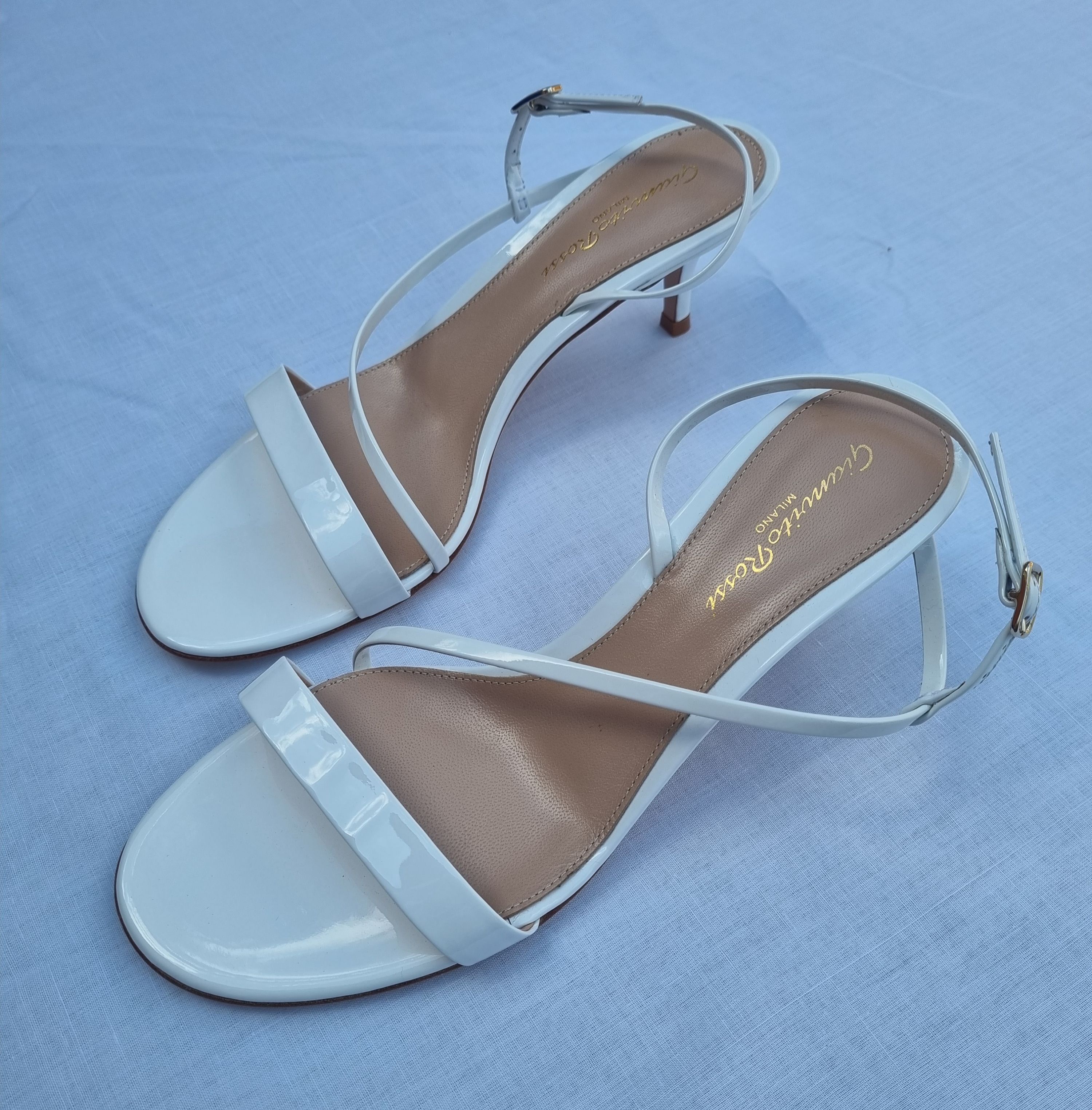 Gianvito Rossi White patent leather strapped heeled sandals Size 37