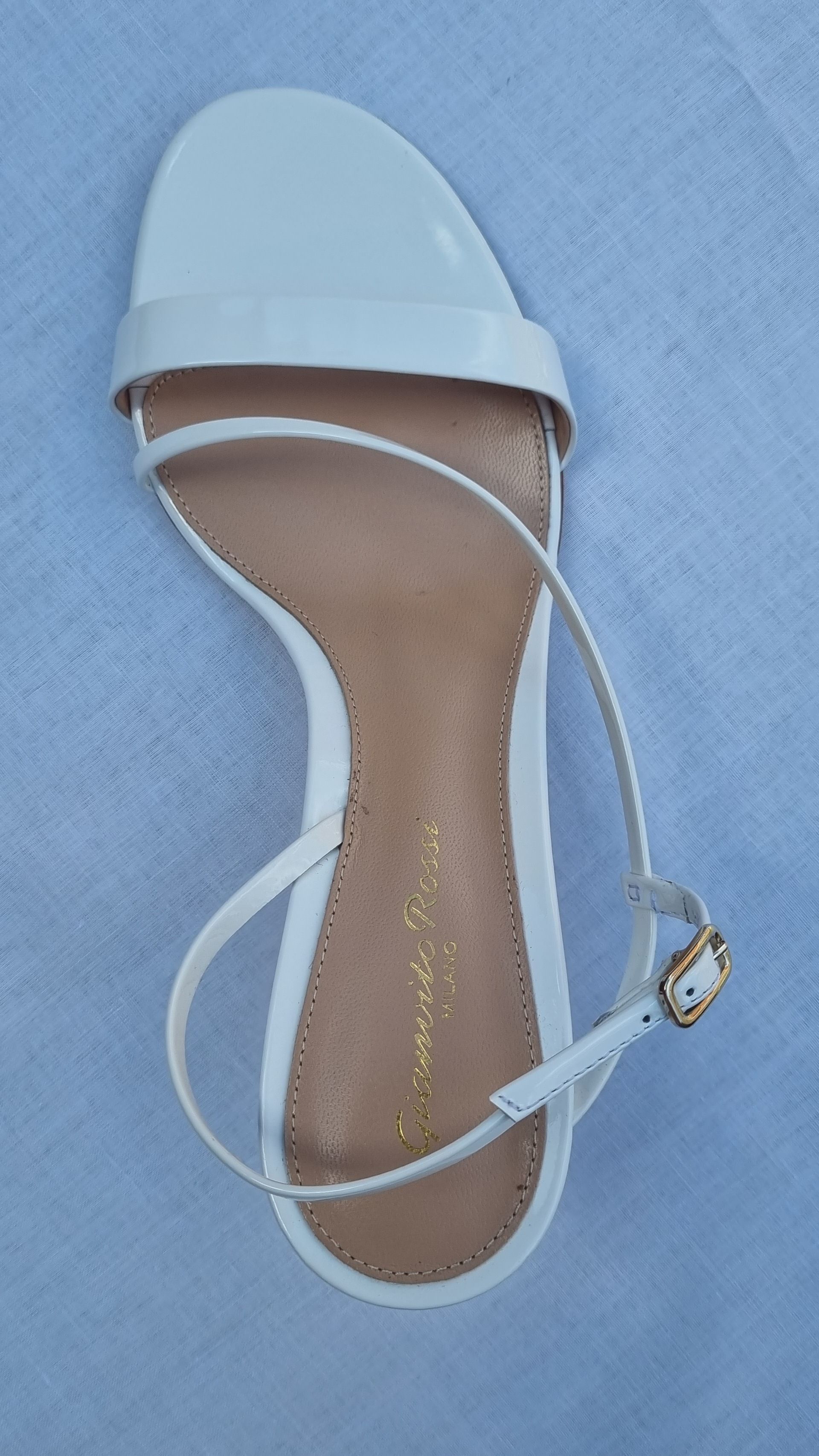 Gianvito Rossi White patent leather strapped heeled sandals Size 37