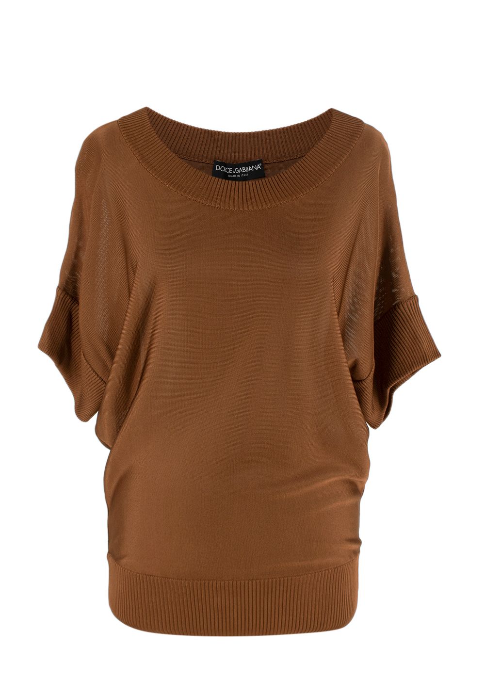 Preowned Dolce  Gabbana Chocolate Brown Fine-Knit Batwing Sweater Size XS viscose