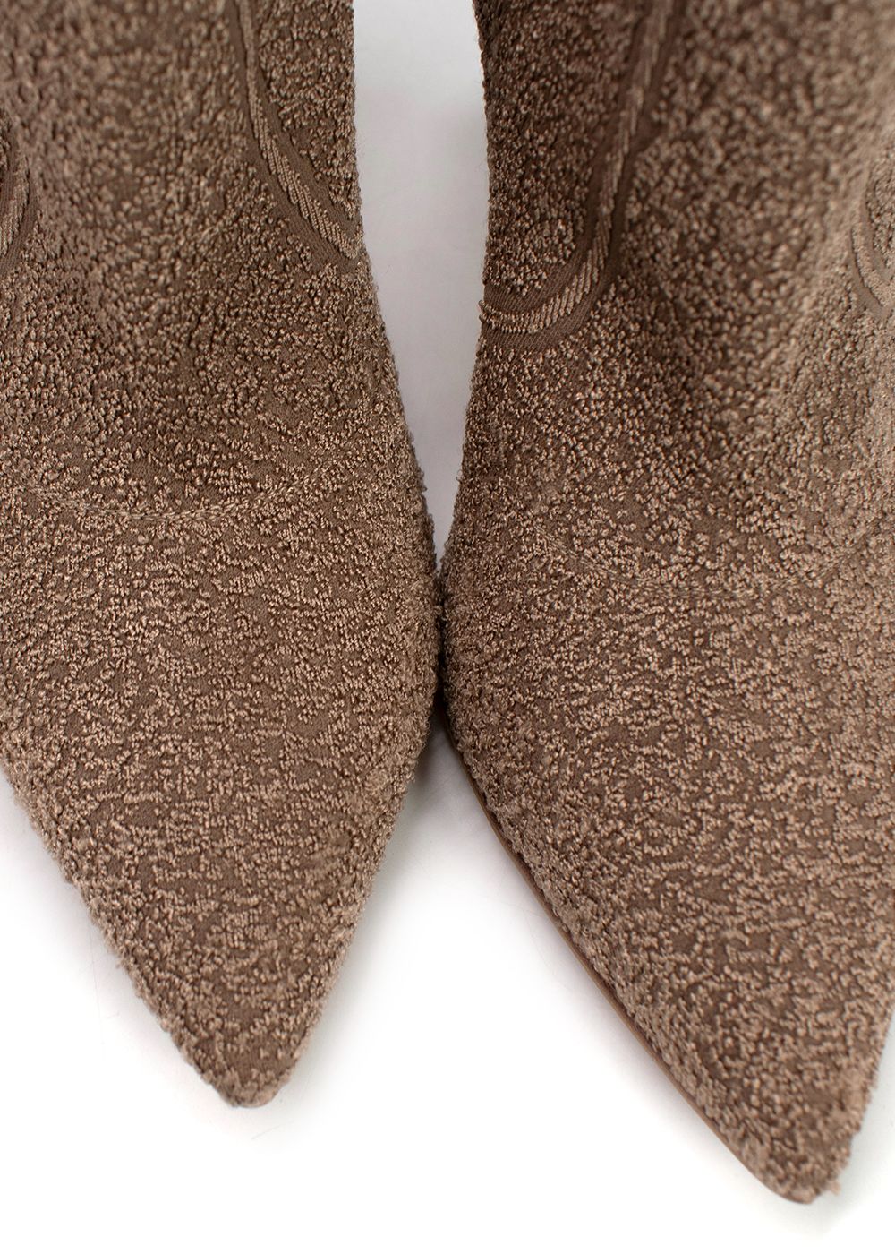 Gianvito Rossi Bisque Boucle Knit Sock Boots Size 39 Brown cloth