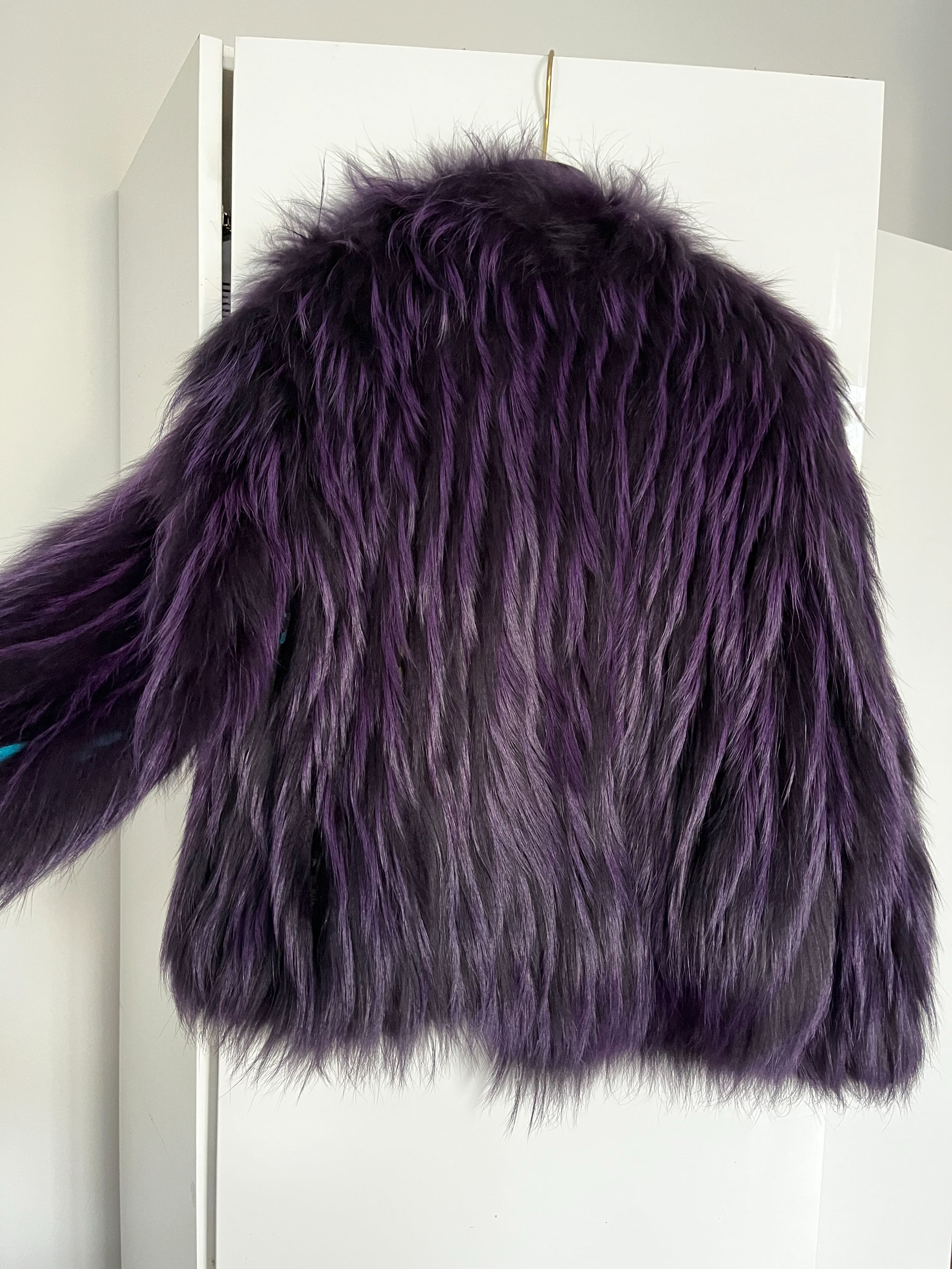 Versace Purple Racoon Fur Bomber Jacker Size XS