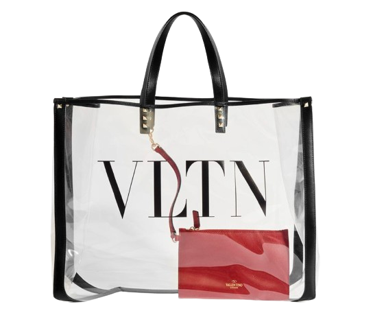 Preowned Valentino Clear PVC Tote Bag Black leather/pvc