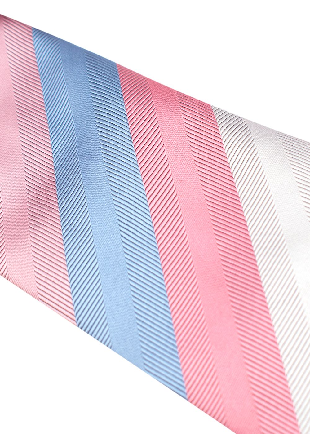 Men's Preowned Turnbull Asser Pink and Blue Diagonal Stripe Silk Tie