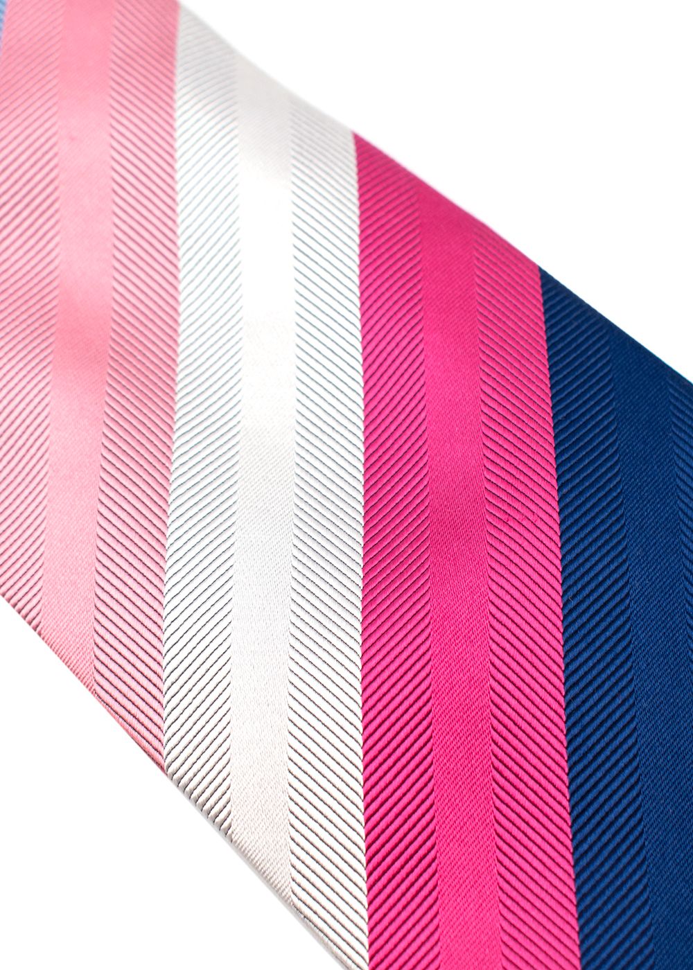 Men's Preowned Turnbull Asser Pink and Blue Diagonal Stripe Silk Tie