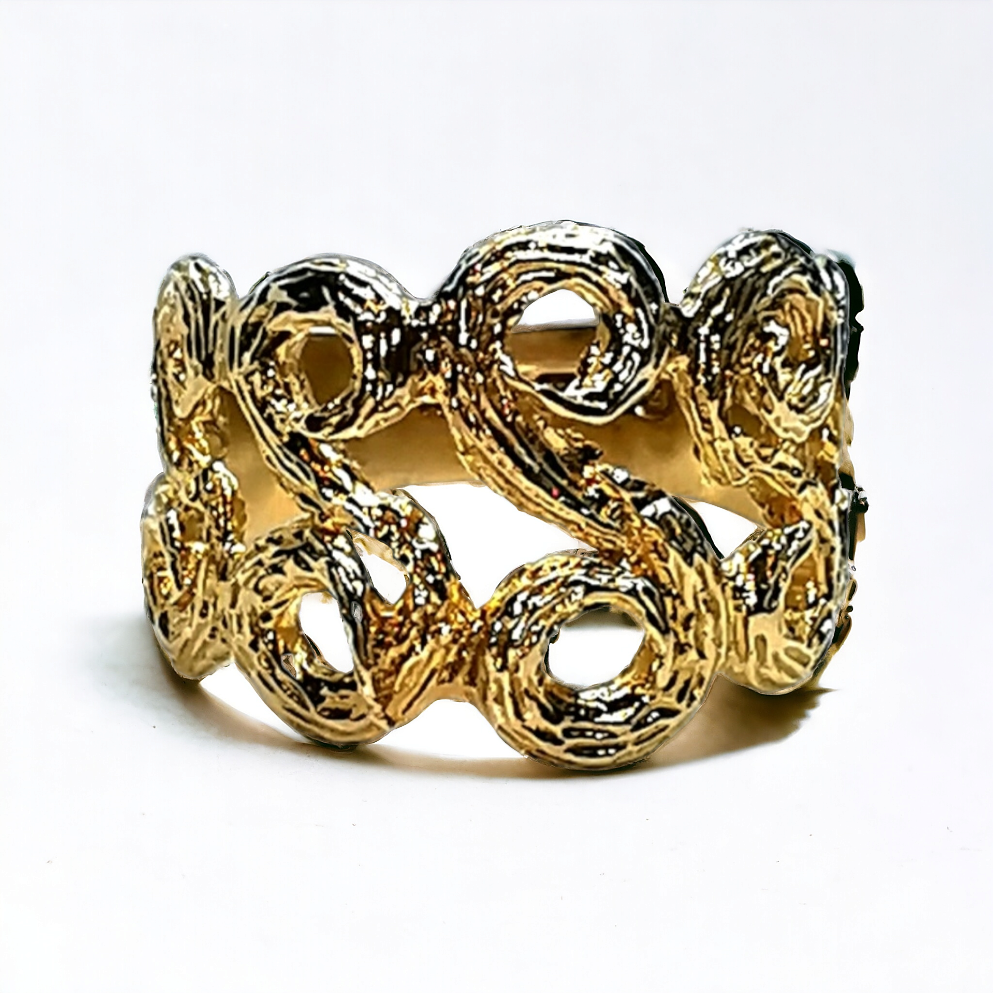 Preowned Bespoke 9ct Yellow Gold Asymmetric Swirl Ring ct gold