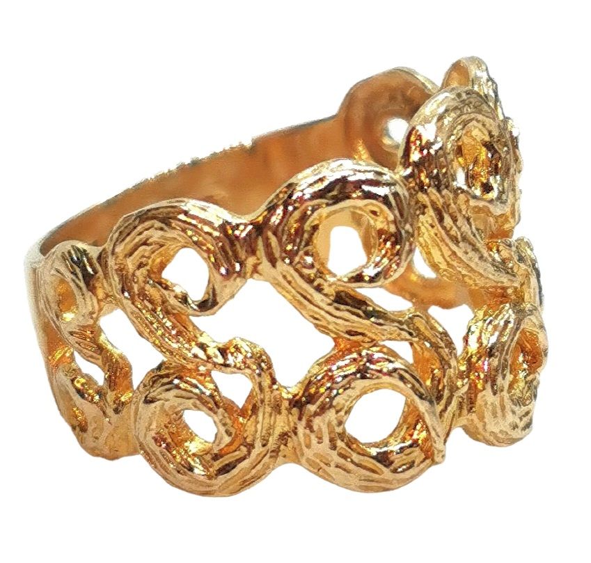 Preowned Bespoke 9ct Yellow Gold Asymmetric Swirl Ring ct gold