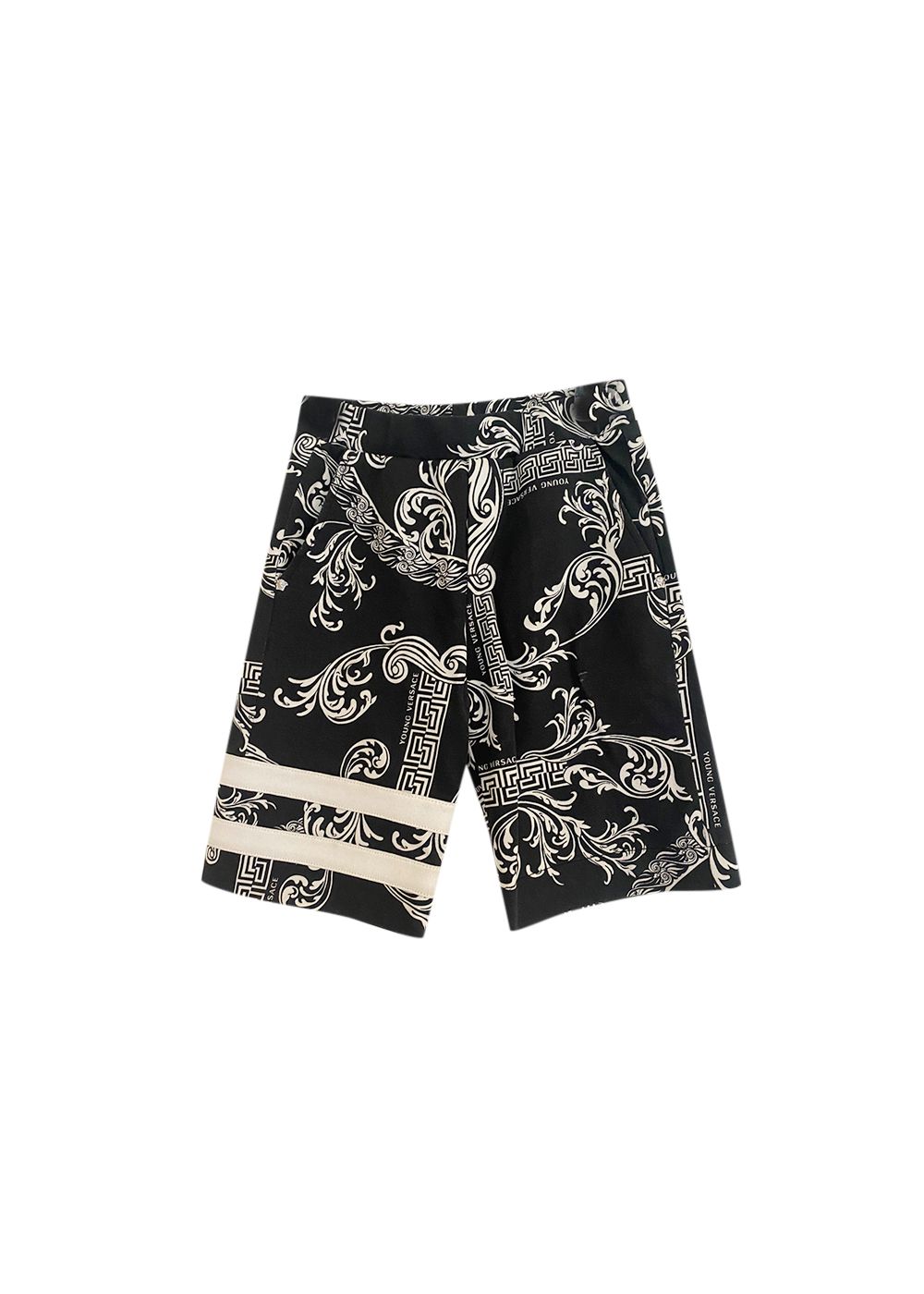 Boys Preowned Versace Baroque Kids 7Y Shorts Size 7 Years black cotton