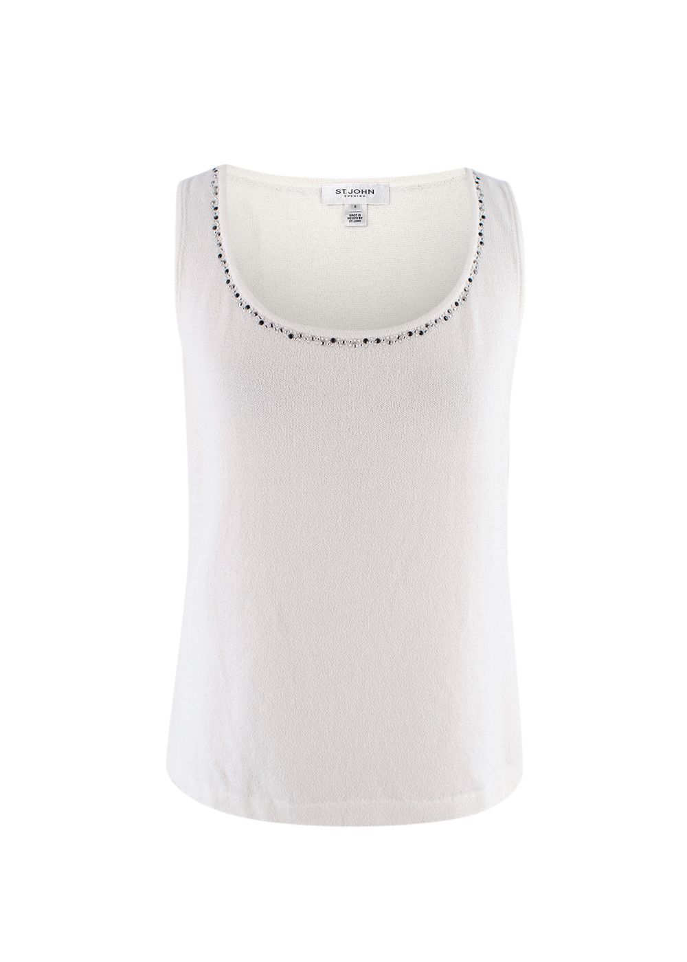 St John Cream Crystal Embellished Wool-blend Top Size S wool