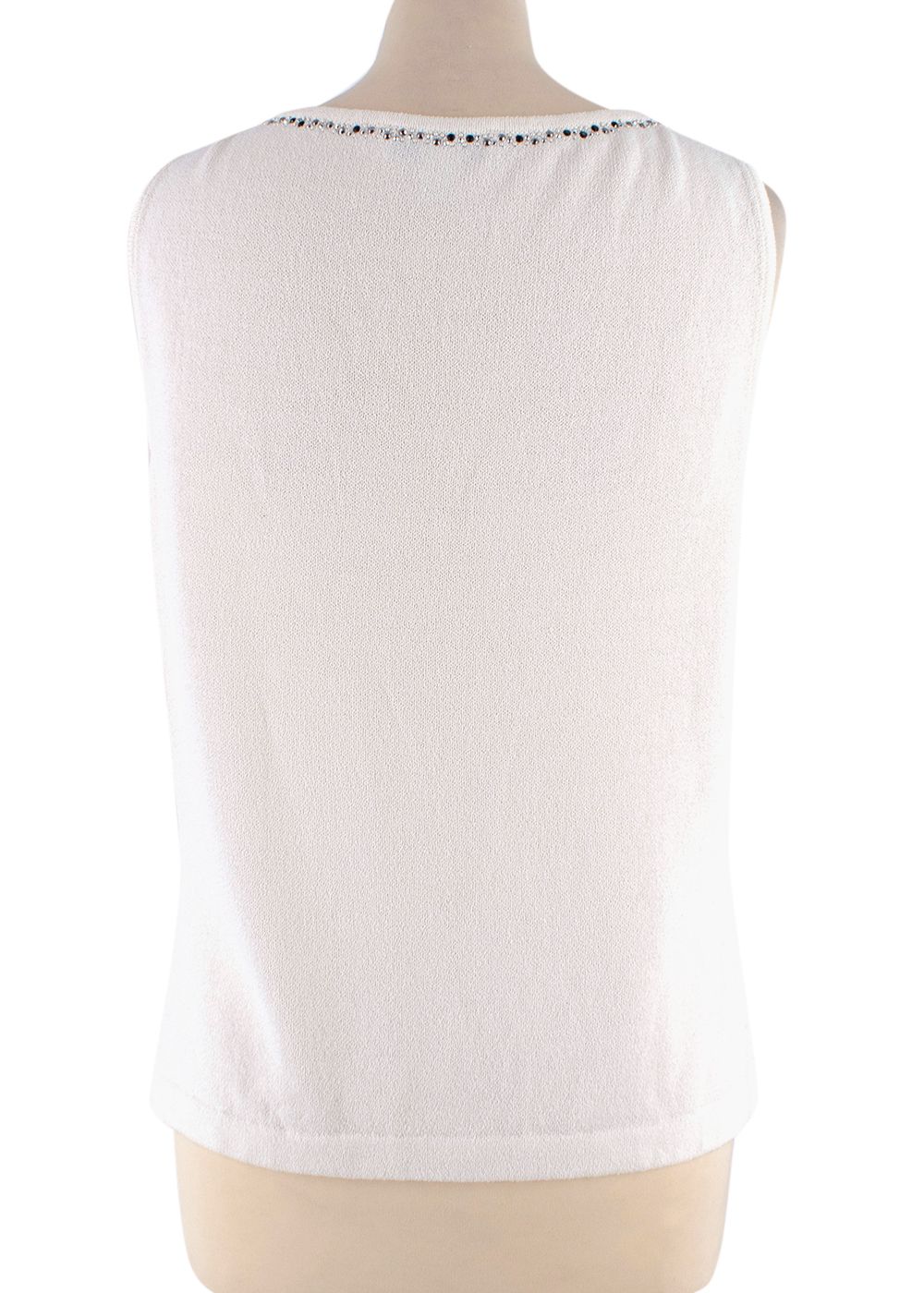 St John Cream Crystal Embellished Wool-blend Top Size S wool