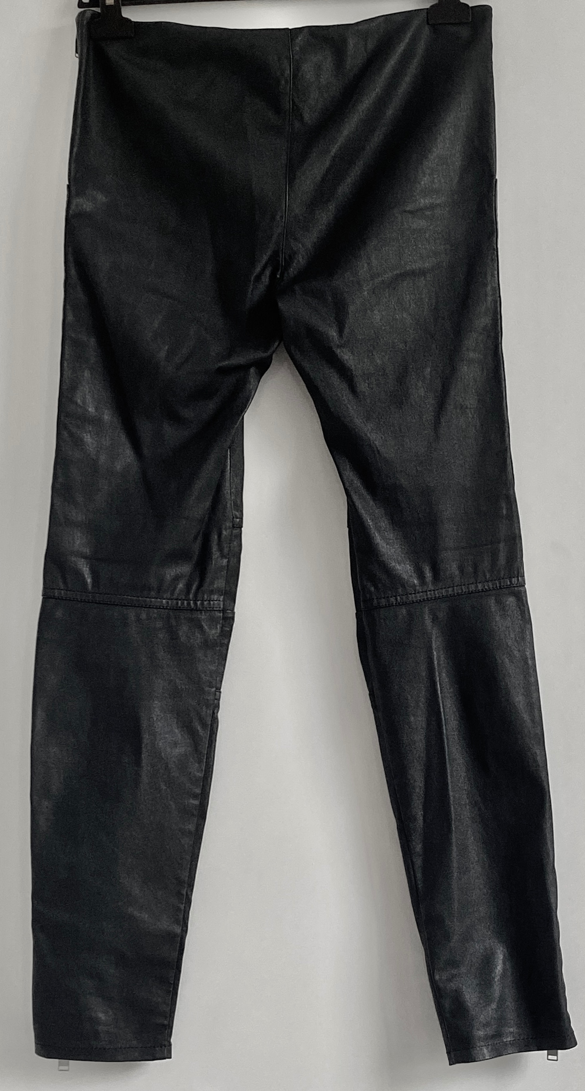 Preowned Saint Laurent Leather Biker Trousers Size M black