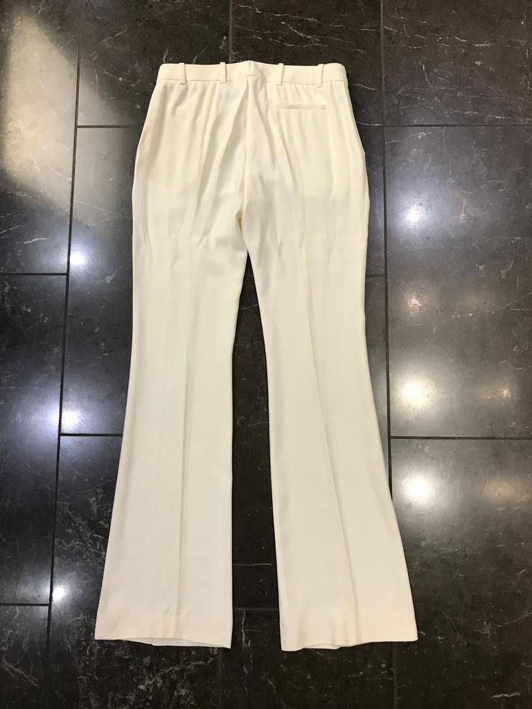 Preowned Alexander McQueen Ivory Crepe Crease Front Tailored Trousers Size XS Ecru acetate