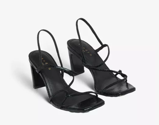 Sandro Black Faye Snakeskin Leather Strappy Sandals Size 38