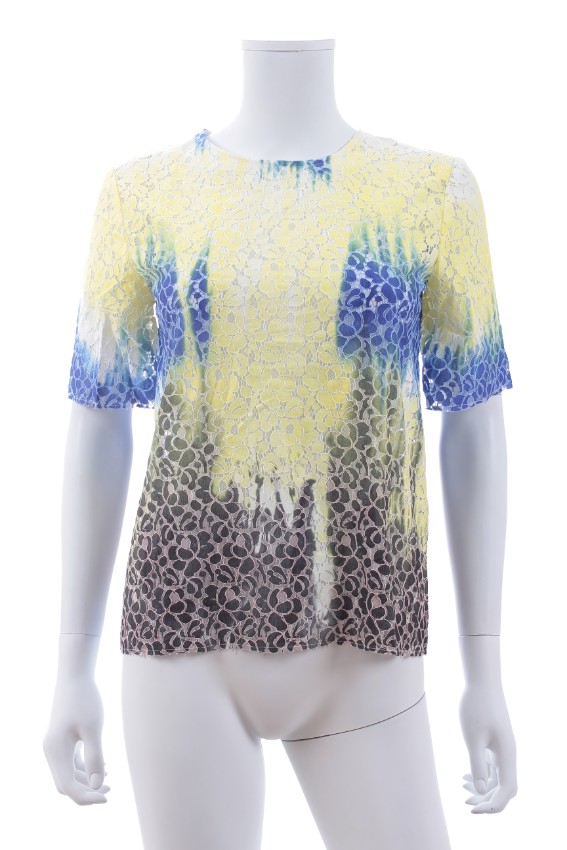 MSGM Tie-Dye Lace Detailed T-shirt Size XXS Multi-Coloured / Stripes cotton