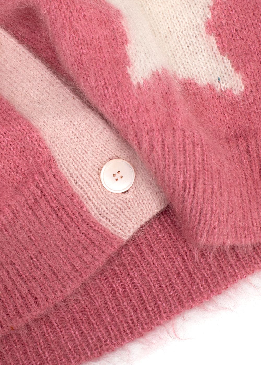 Miu Miu Pink Star Print Mohair Cardigan Size XS mohair/cashmere/polyamide