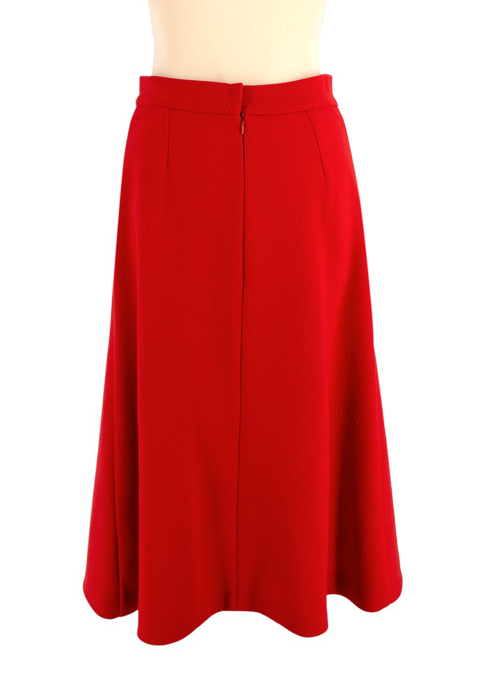 Preowned Emilia Wickstead Red Pleated Wool Midi Skirt Size S