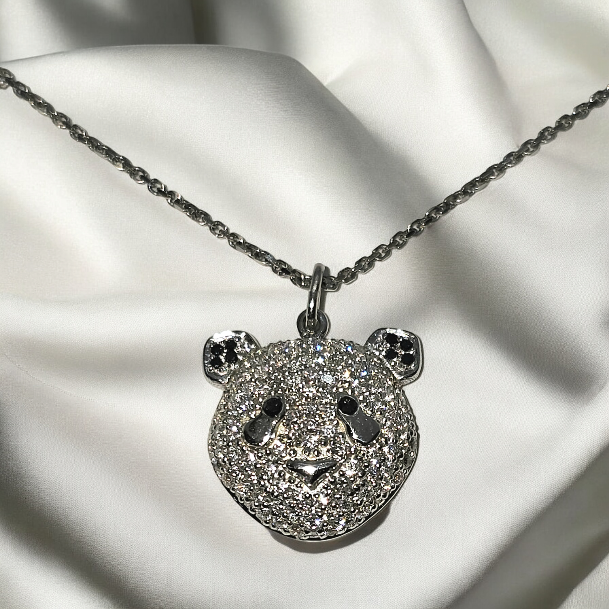 Preowned Pavee Diamond Panda Pendant White gold ct gold