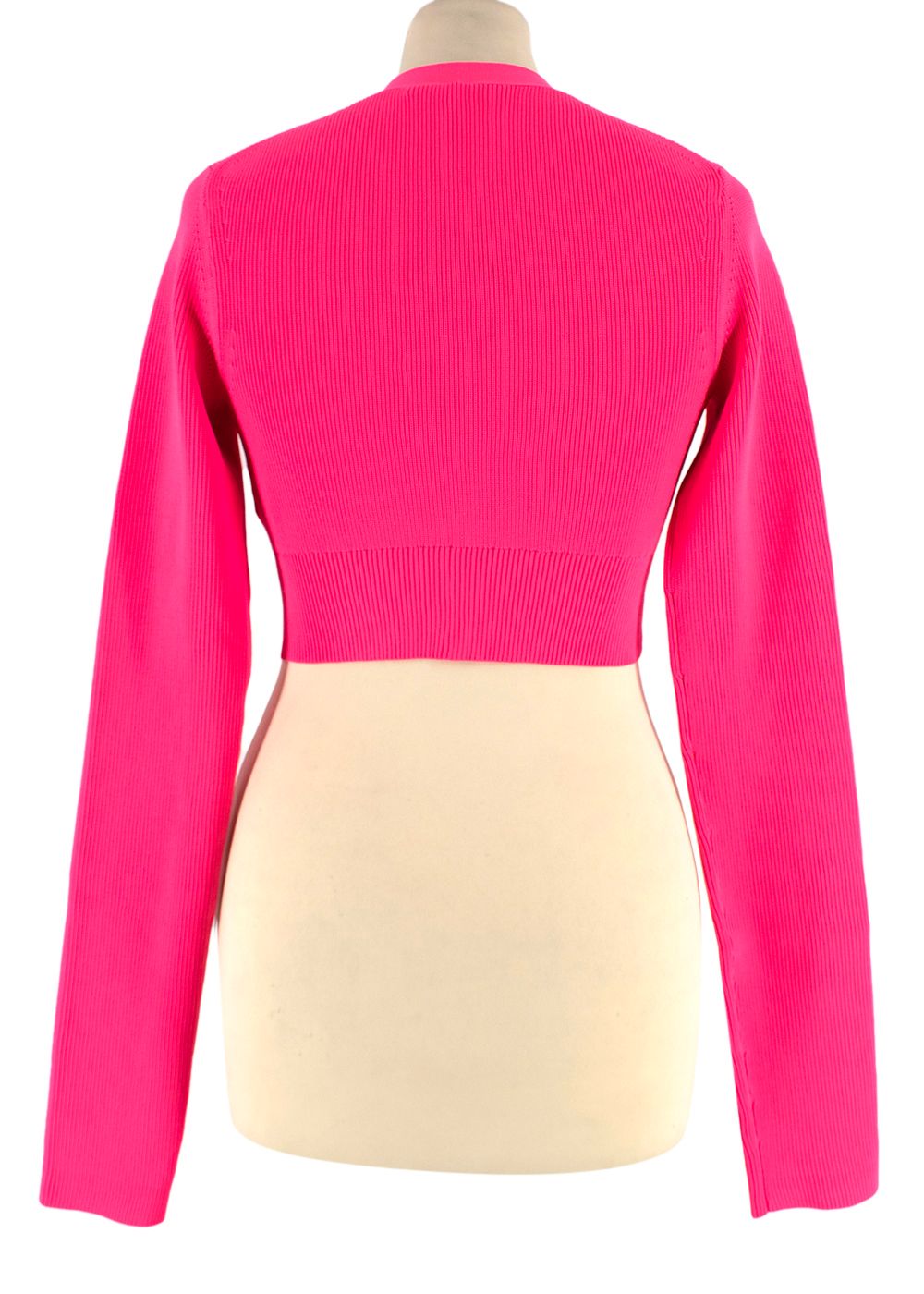 Helmut Lang Bright Pink Essential Crop Cardigan and Mini Skirt Set Size XS Neon Pink polyester