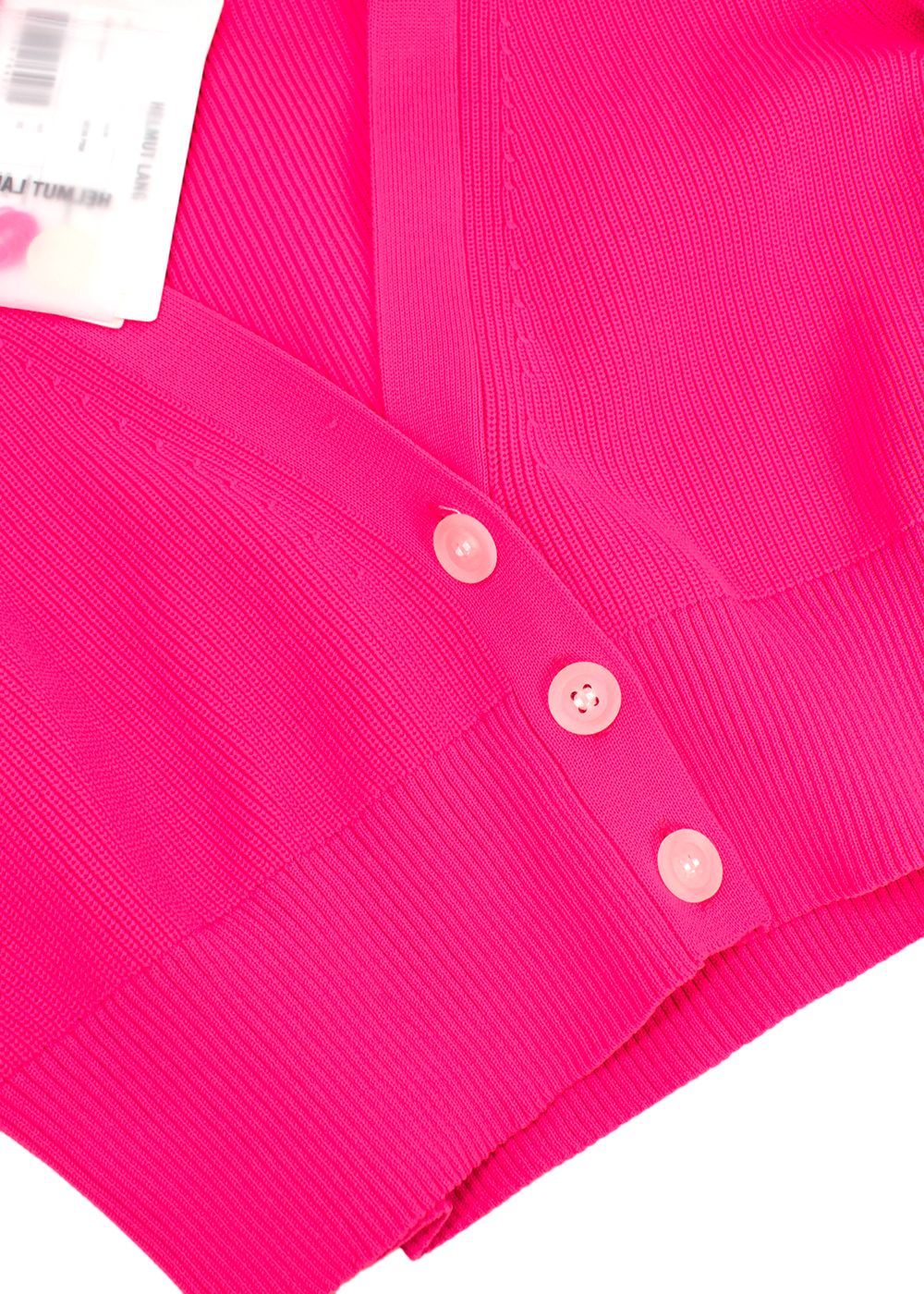 Helmut Lang Bright Pink Essential Crop Cardigan and Mini Skirt Set Size XS Neon Pink polyester