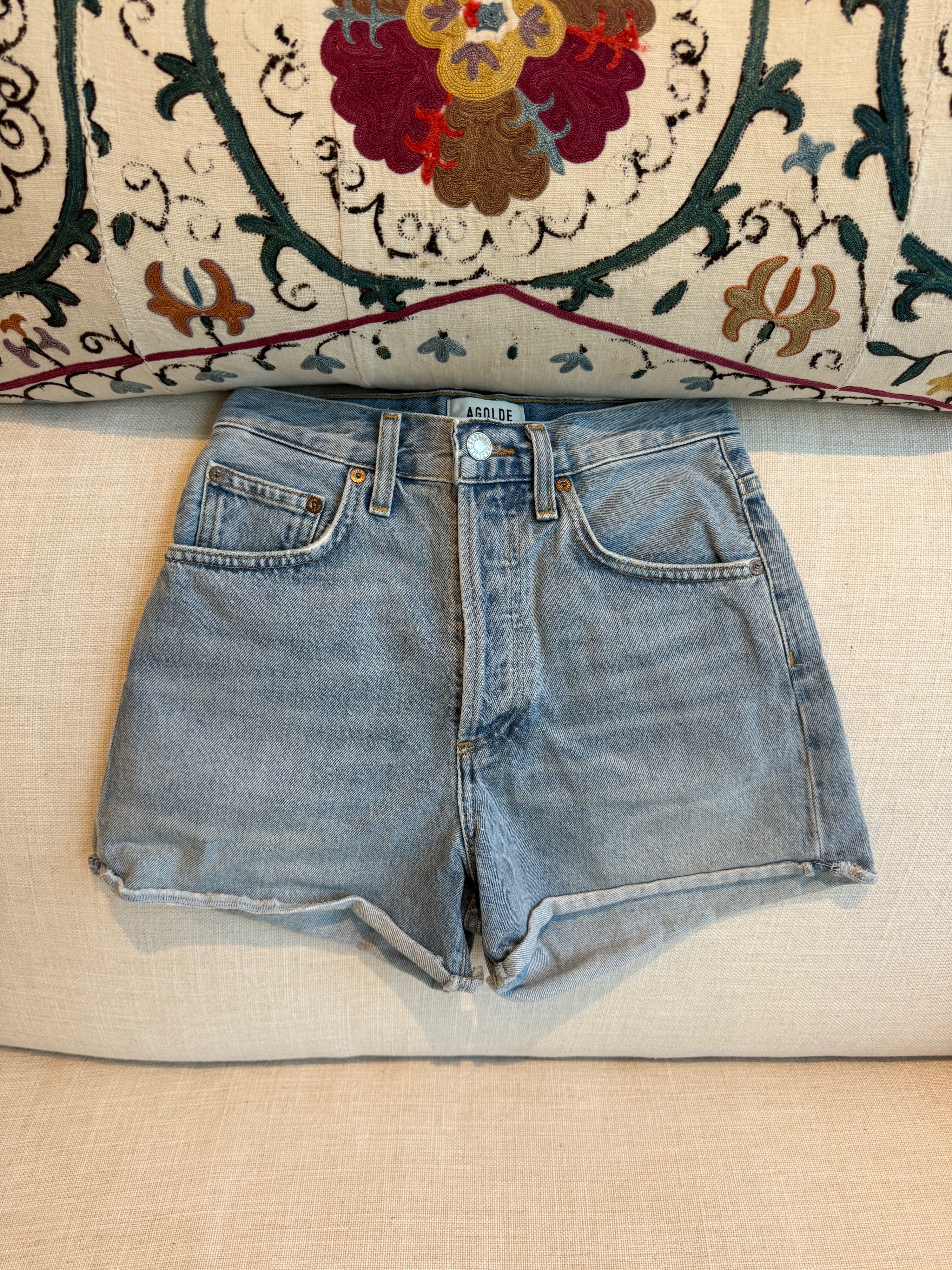 Preowned Agolde Dee Denim Shorts Size XS Blue organic cotton